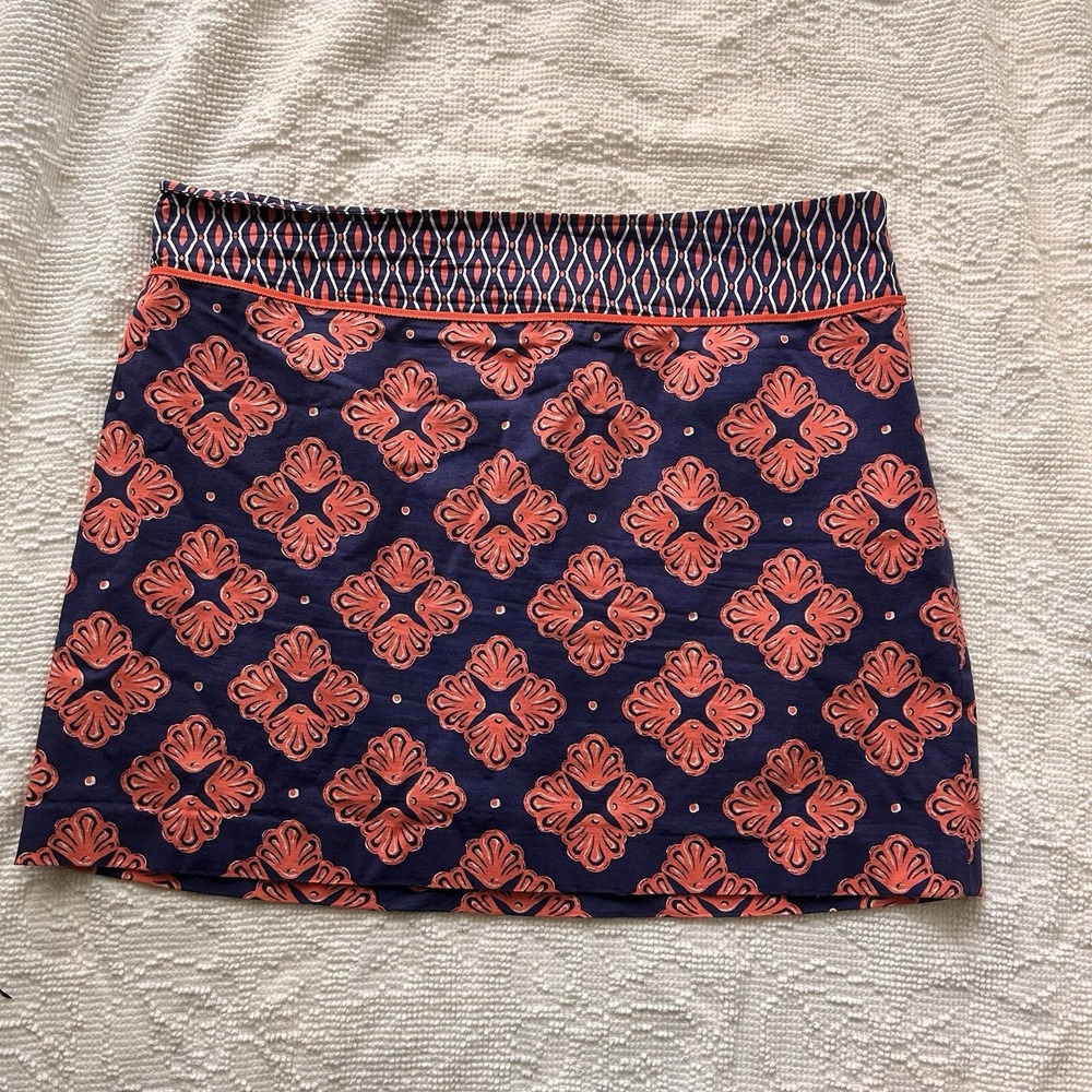 Vineyard Vines Women's Size 14 Navy Coral Shell Print A-Line Skirt Preppy Luxury